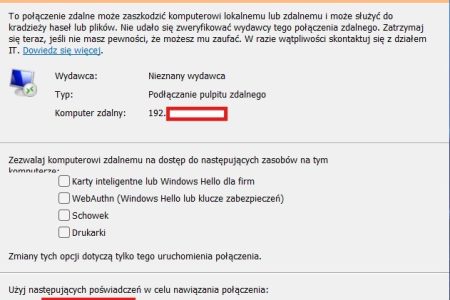 Ostrzeżenie o&nbsp;połączeniu z&nbsp;pulpitem zdalnym